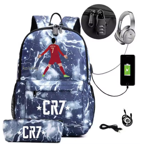 Ronaldo CR7 USB Backpack - Power Your Adventures