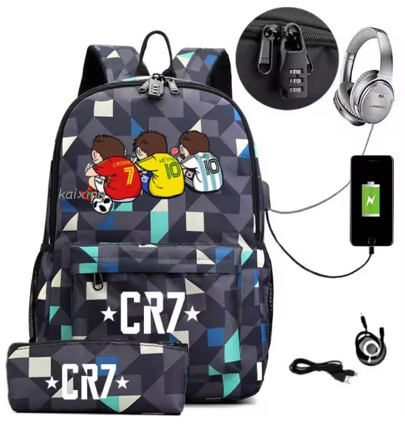Ronaldo CR7 USB Backpack - Power Your Adventures